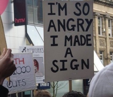 im so angry i made a sign picketer